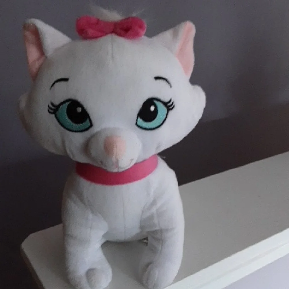Disney White Cat Plush with Pink Accents